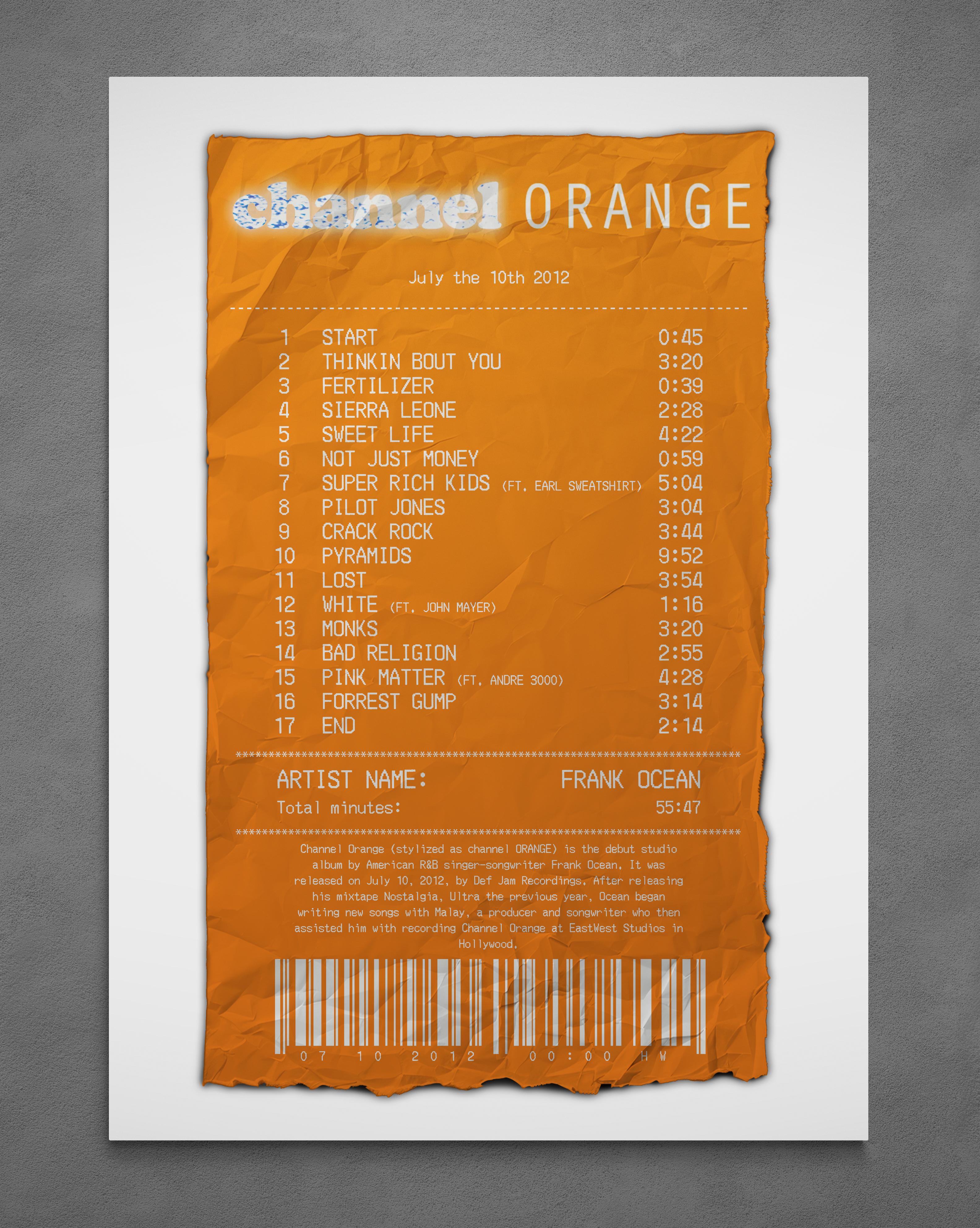 Channel Orange Receipt - Poster