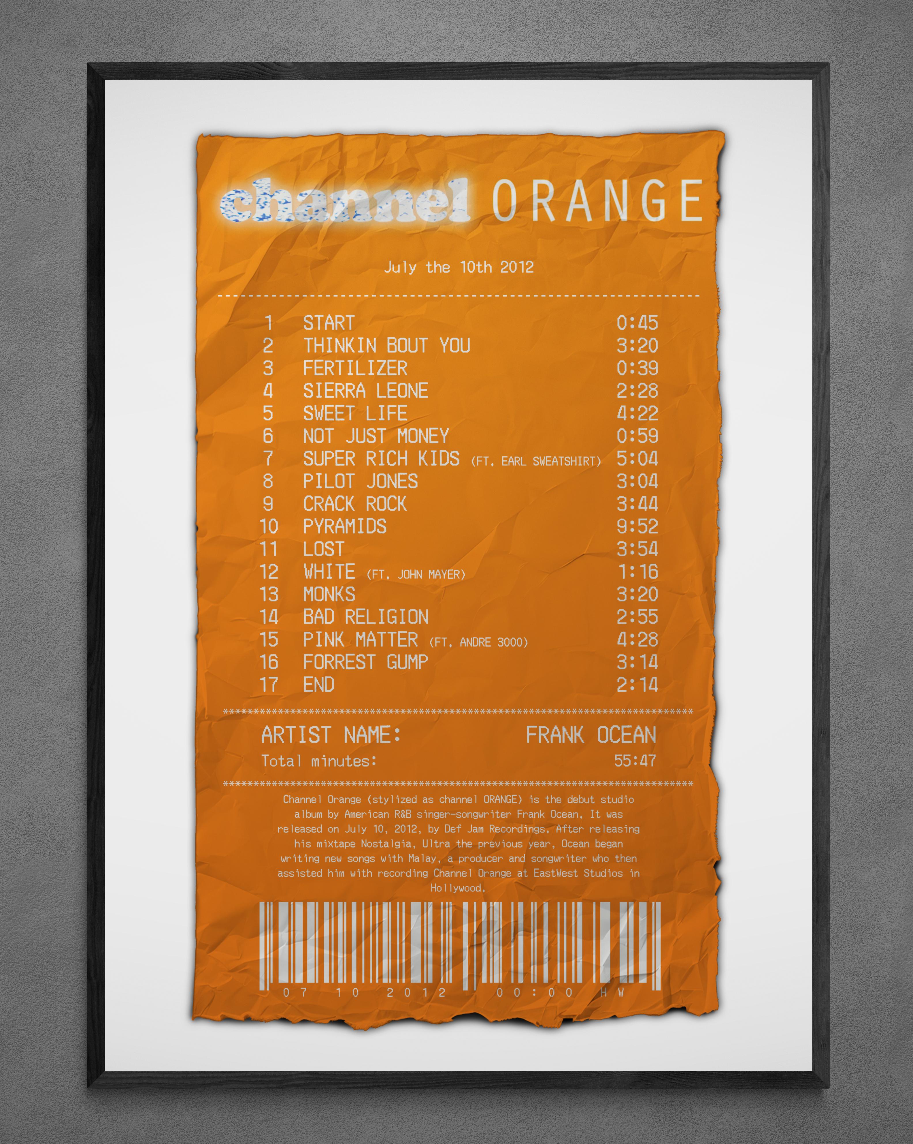 Channel Orange Receipt - Poster