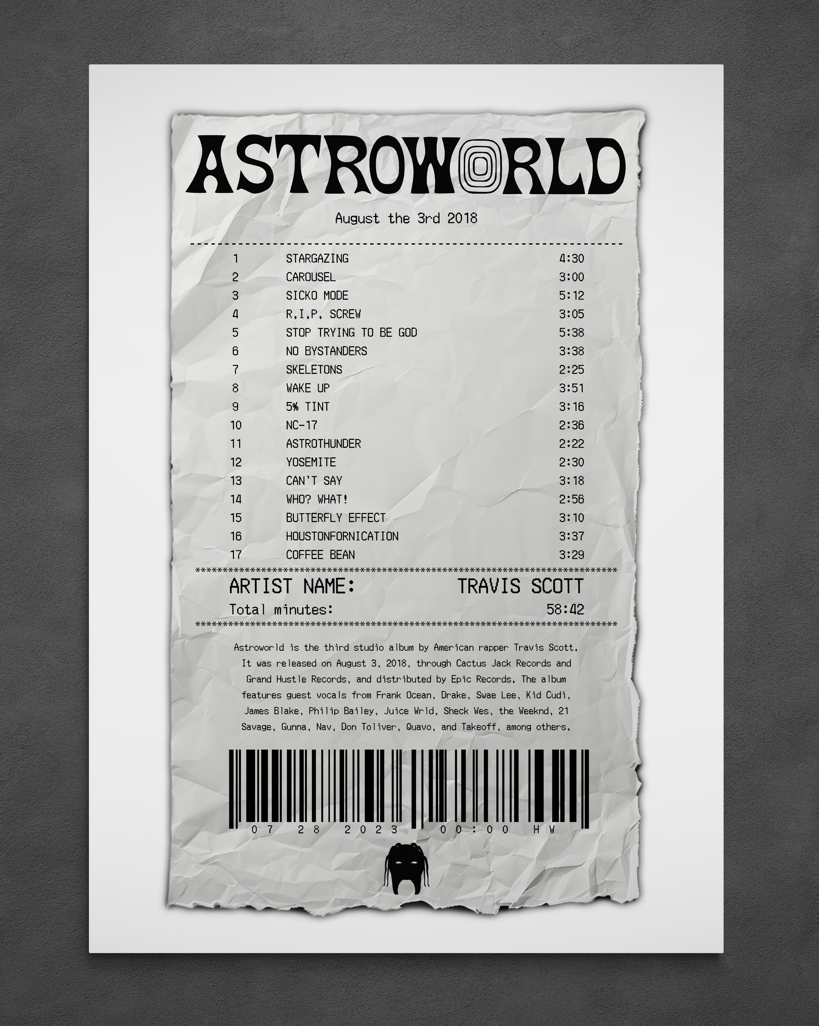ASTROWORLD Receipt - Poster