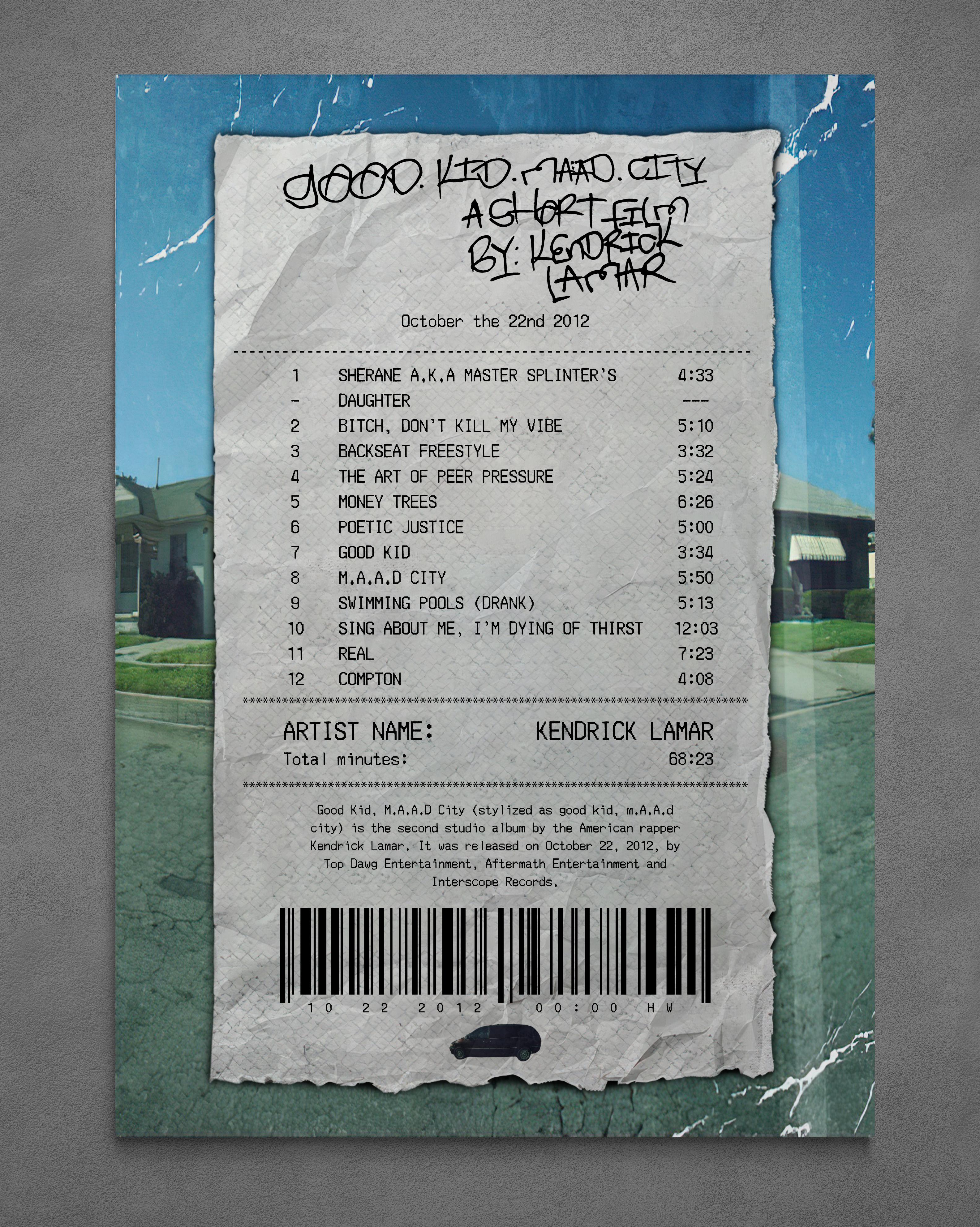 Good Kid m.A.A.d city Receipt - Poster