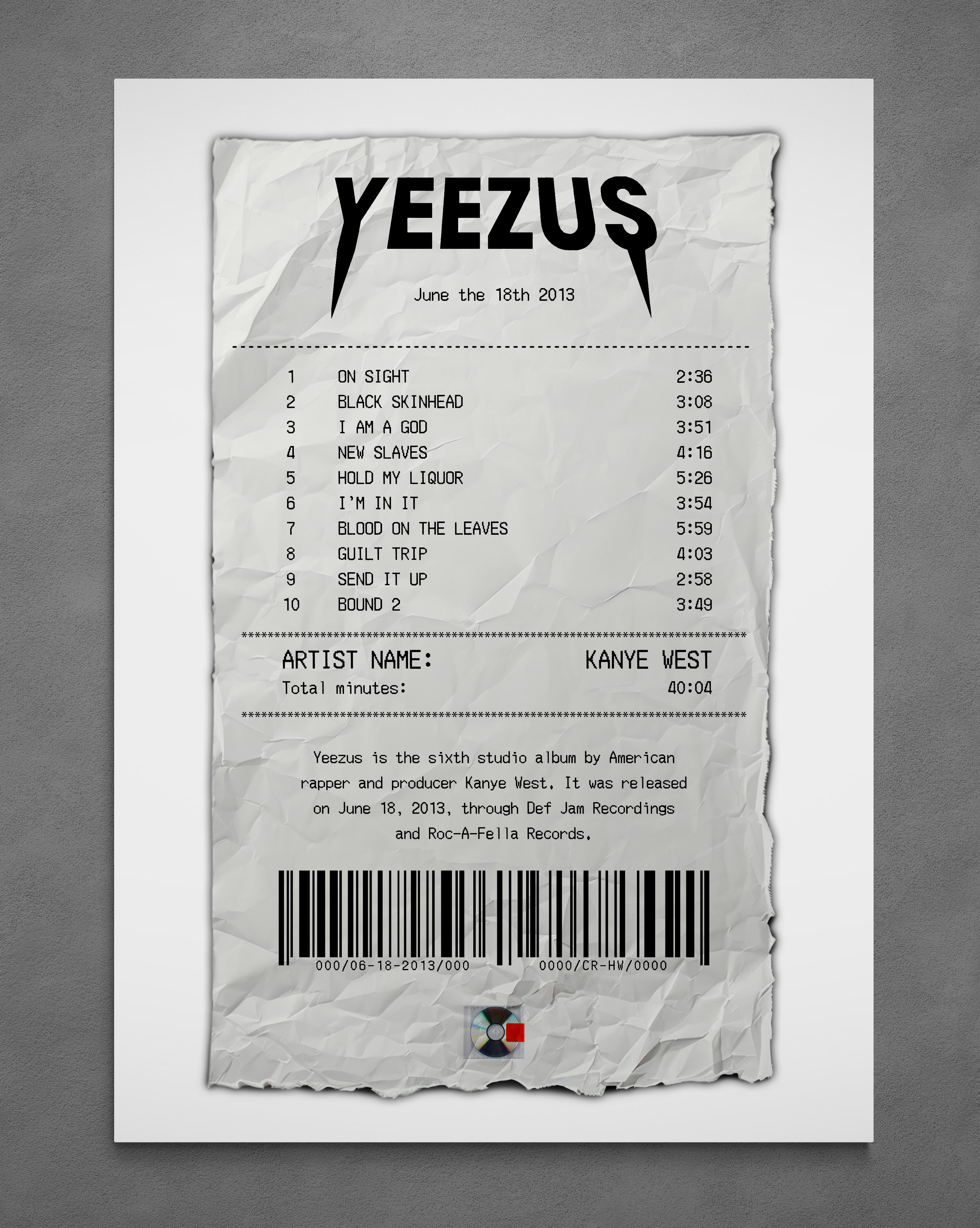 Yeezus Receipt - Poster
