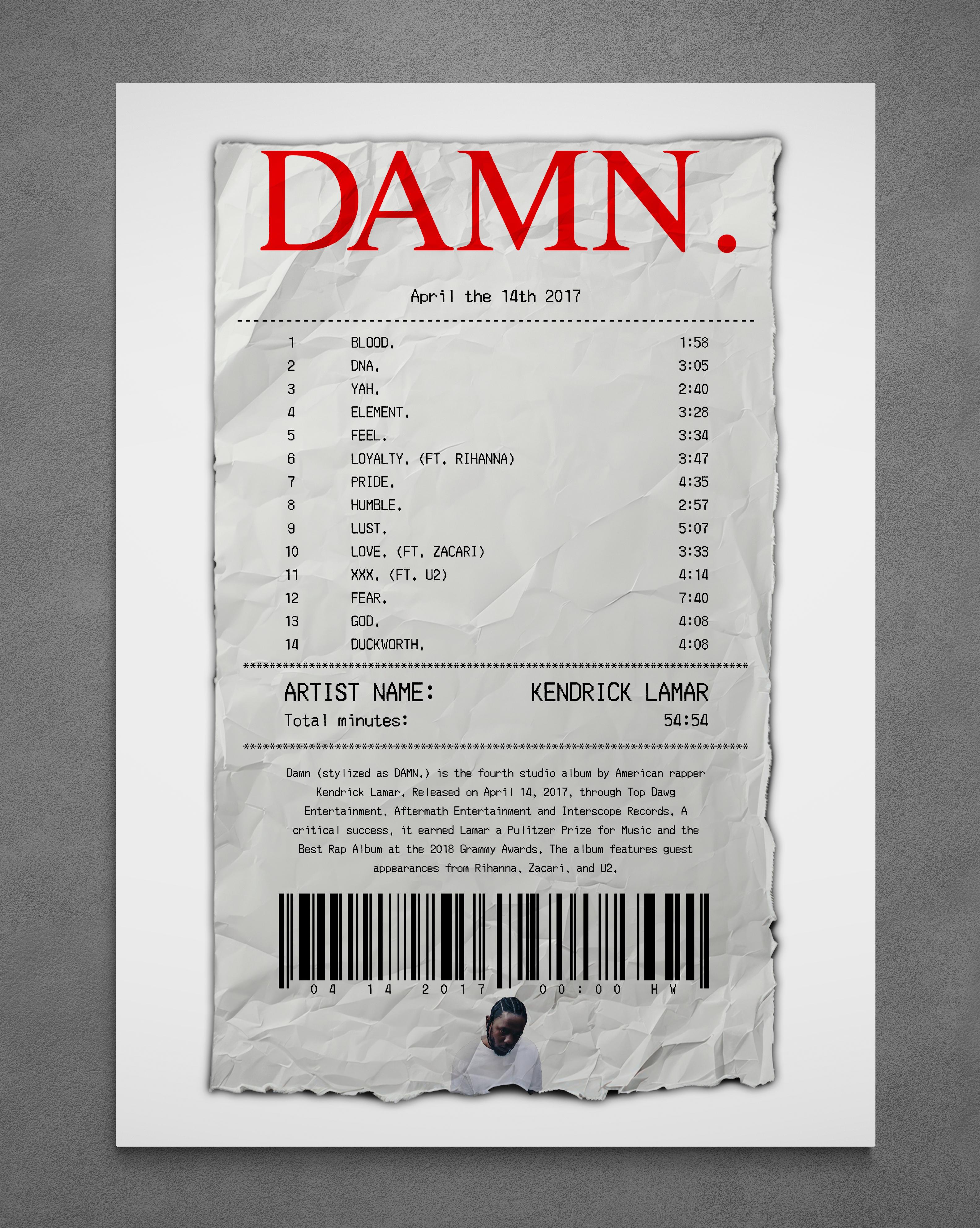 DAMN. Receipt - Poster